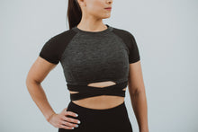 Load image into Gallery viewer, 2Tone Bandage Short Sleeve Crop Top